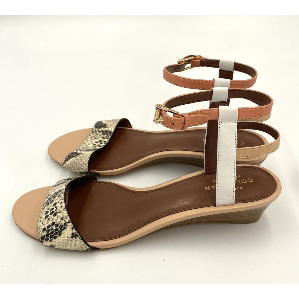 Cole Haan Women's Ankle Strap Reptile‎ Print Sandals Size 7.5 B